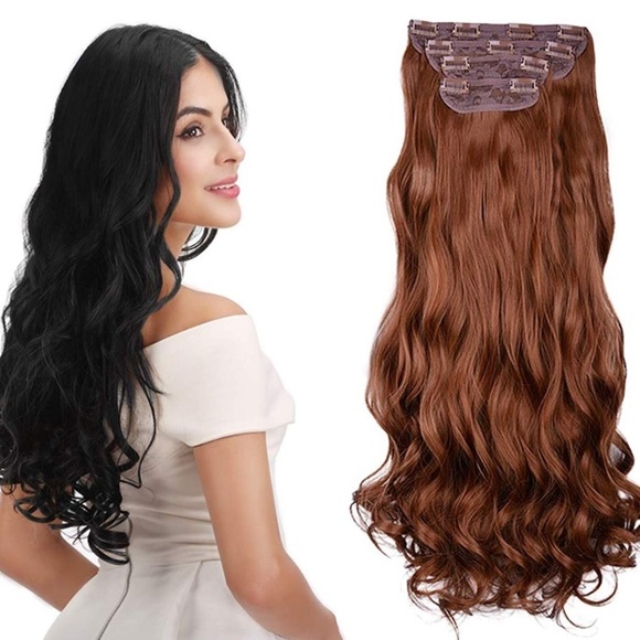 24” CURLY AUBURN COPPER 280 GRAMS 4 PEICE CLIP INS main image 7